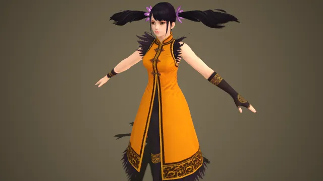 国风  高双马尾  立领长褂  中式盘扣  传统纹样刺绣  流苏装饰  传统中式服饰元素  国风韵味  古典美