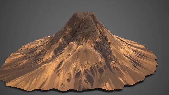 写实  荒漠火山  微缩场景  沟壑分明  火山岩地貌  荒芜  地理