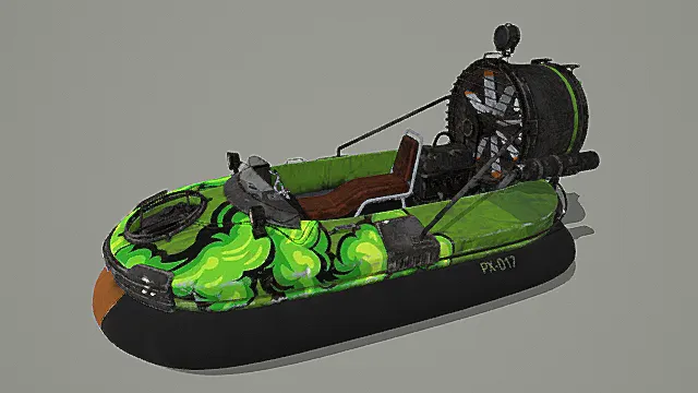 赛博涂鸦风气垫船载具3D模型