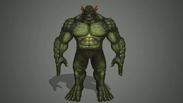 废土畸变风格绿甲巨怪反派角色3D模型
