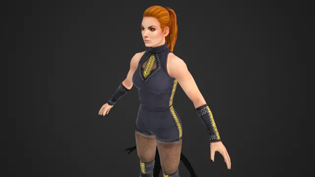 网袜黑靴：无袖紧身装的力量型女性  竞技格斗  高马尾  铆钉  力量感  现代格斗装  动作冒险类 