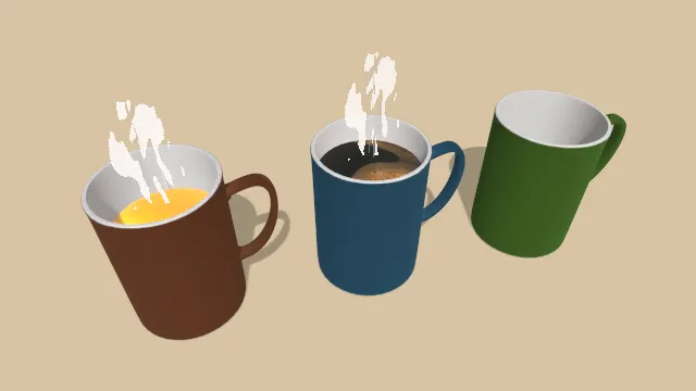 放有咖啡茶马克杯和空杯子饮品