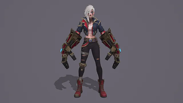 赛博机械风双臂炮装女战士3D模型