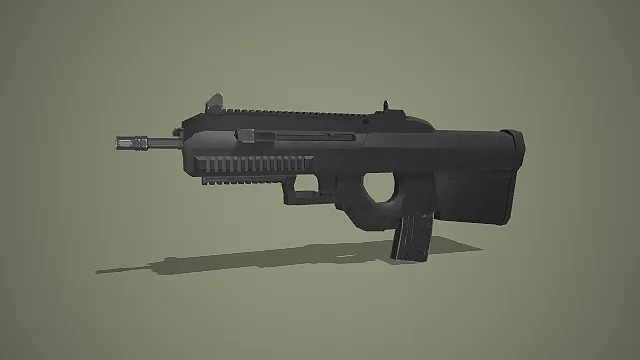 黑色无托式突击步枪 3D 模型 军事枪械道具资产