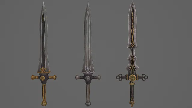 圣徽华丽长剑套装游戏武器3D模型