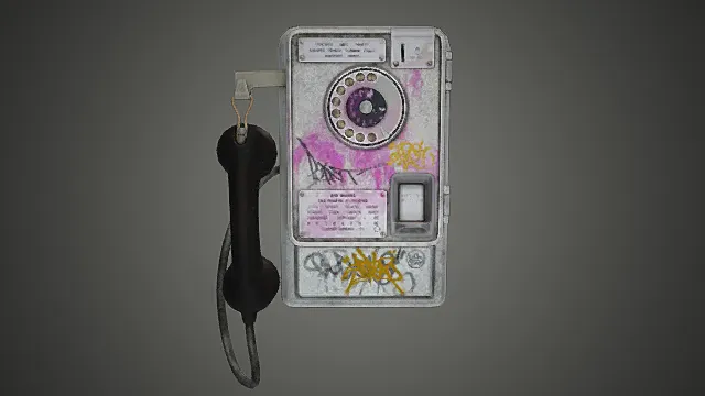 复古涂鸦公共电话模型