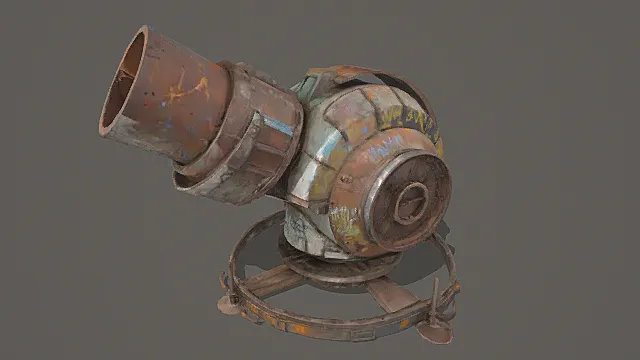 废土改装风锈蚀便携炮3D模型