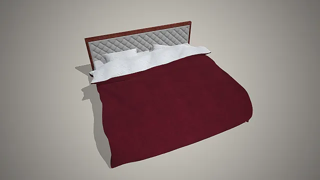 轻奢软包双人床  深红木纹  绒面床品  卧室家具