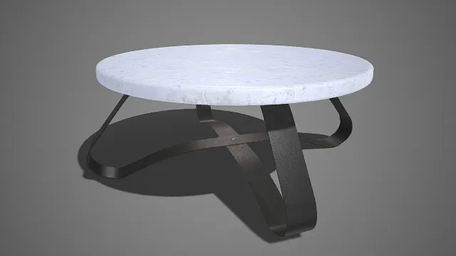 现代简约风格  圆茶几  大理石材质  黑色金属支架  家居陈设  高级感  美学装饰性
