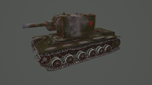 战损复古风KV-2重型坦克3D模型