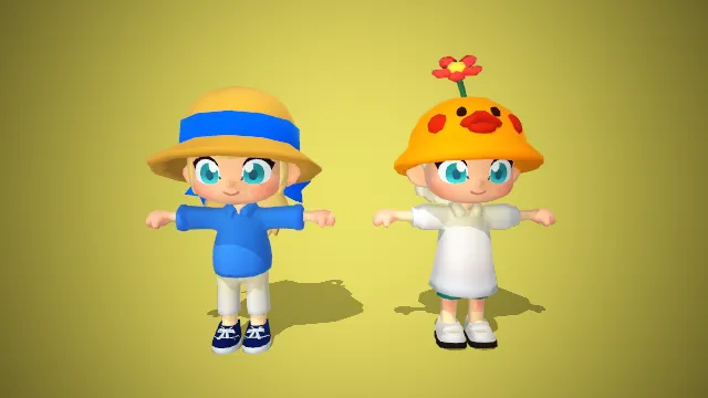 夏日伙伴：蓝色水手与小黄鸭帽的欢乐时光