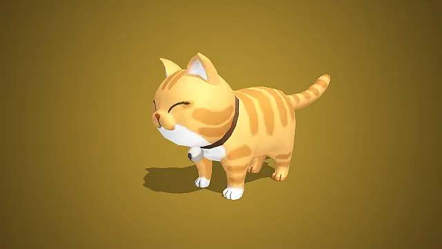 卡通橘色虎斑猫 3D 模型