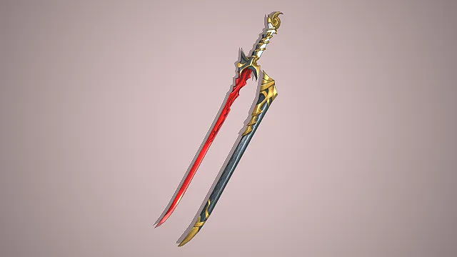 日式太刀  二次元武器  红刃妖刀  鎏金装饰