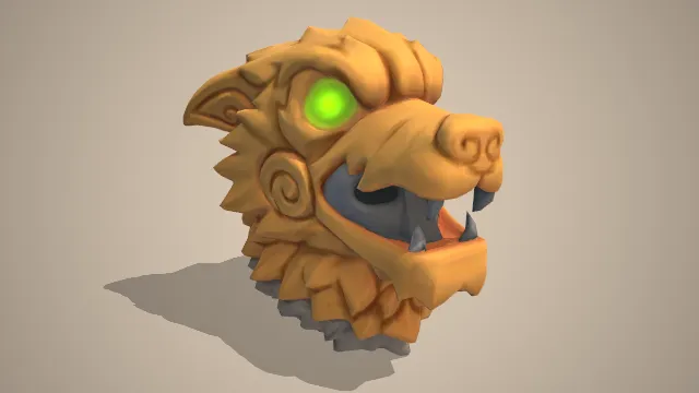 黄色狼头头套绿色狼眼