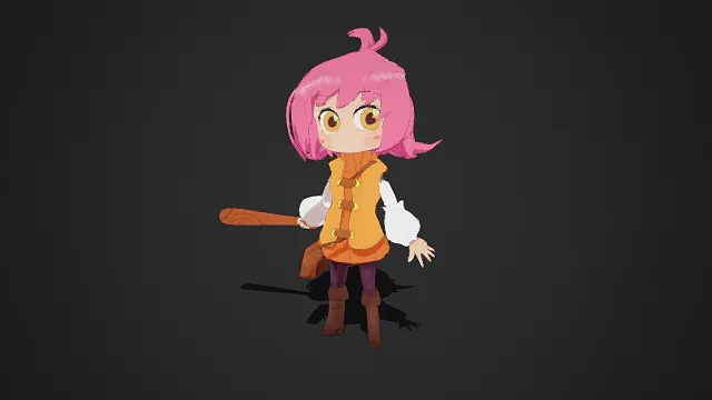 Q 版  萌系少女角色  二次元风格  齐刘海  动画角色设计  冒险