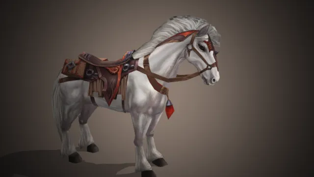 白马  皮质鞍具  3D 游戏模型  冒险坐骑
