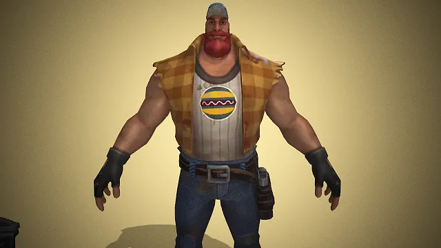 壮汉技工  3D 男性角色  管钳武器  无袖坎肩