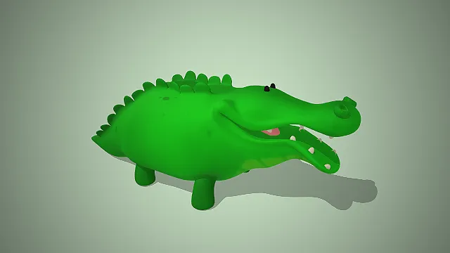 一个Q版风格的常见水生卡通动物3D鳄鱼模型