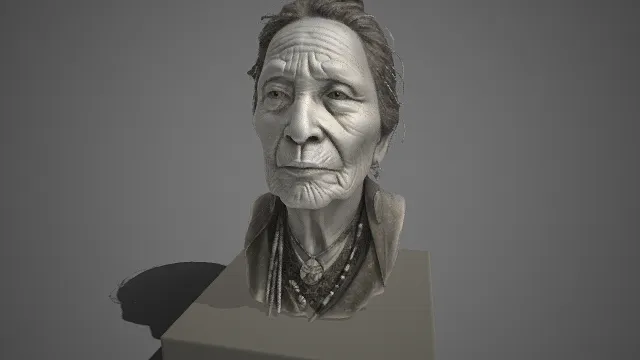 写实  老年女性  胸像  皱纹  岁月感  部落元素  沉静庄重  人文题材  雕塑