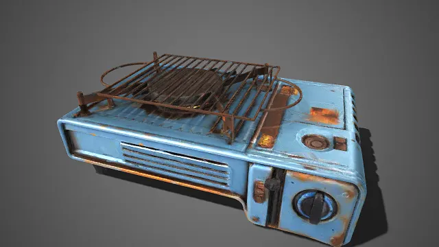  便携燃气灶  锈蚀  油污  金属烤架  野营炊具  露营  烹饪