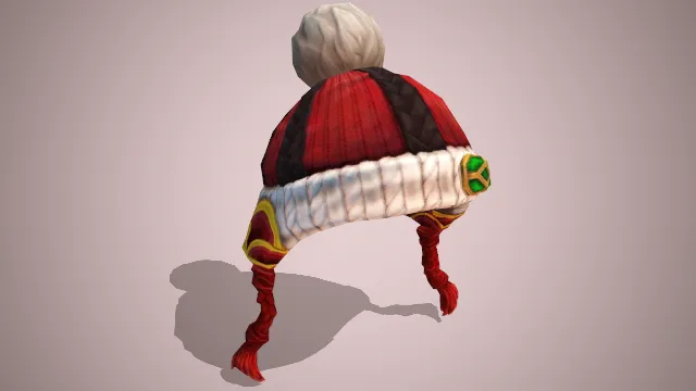 红色针织帽子白色毛球毛边装饰