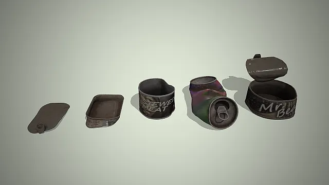 废弃罐头合集  做旧锈蚀金属  军用口粮  变形易拉罐