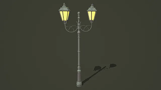 复古欧式双灯路灯3D模型