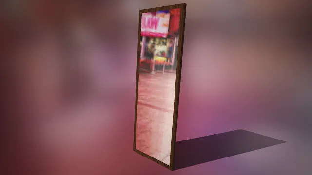 深棕色木质边框  全身镜  立式摆放  居家穿搭  店铺试衣  生活道具  实用