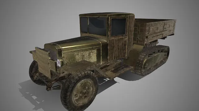 复古  军用履带卡车  混合驱动设计  锈蚀  沧桑  开放式载货设计  运输载具