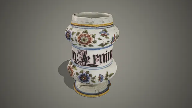欧式彩绘花卉纹铭文瓶摆件 3D 模型
