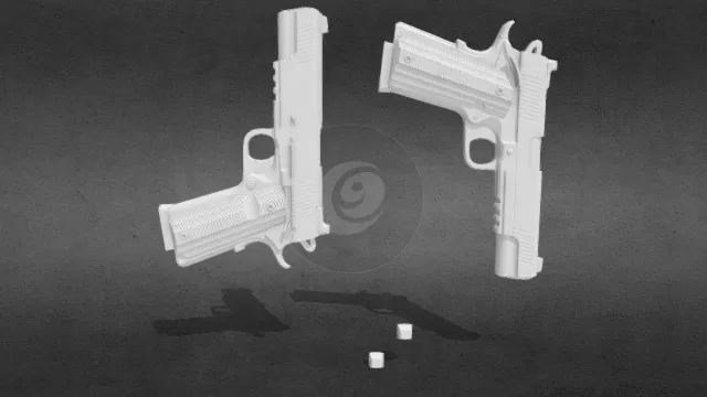 斯普林费尔德1911 玩具枪 打印拆分 组合体