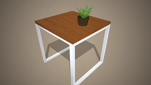 工业风边几  实木拼板台面  家具模型  自然绿植