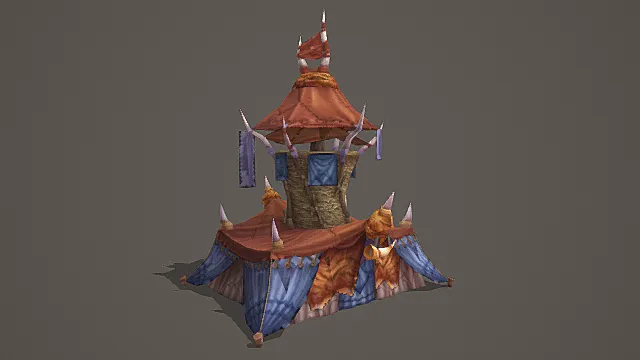 部落风双层帐篷建筑游戏资源模型 