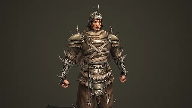 穿尖刺盔甲的凶悍蛮族战士游戏 3D 模型