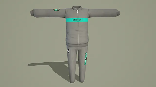 潮流风格灰色运动套装3D模型，个性装饰设计