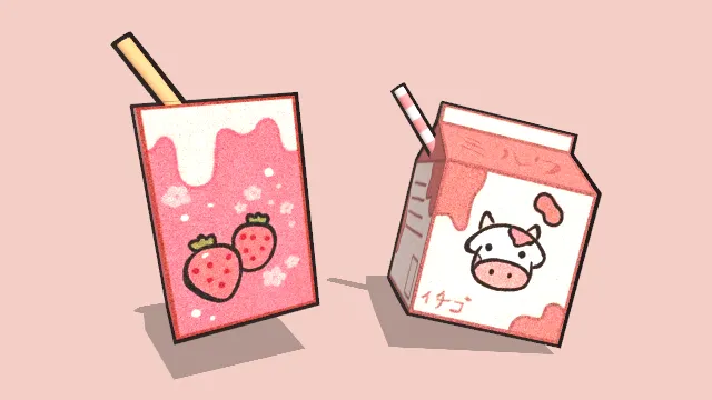 饮品牛奶和果汁包装盒子插有吸管