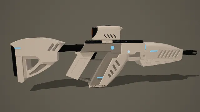 3D卡通风格科幻枪械模型，创意设计（3D枪械、卡通风格、科幻风，武器设计主题）