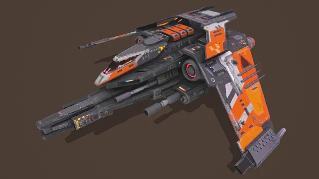 3D写实风格科幻SF REBEL GunShip RF7战机模型，创意设计（3D战机、写实风格、科幻武器主题）