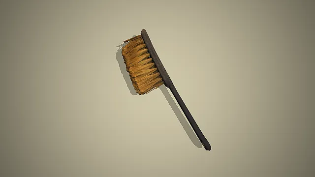 写实老式毛刷  复古清洁工具  做旧磨损质感  日常器具