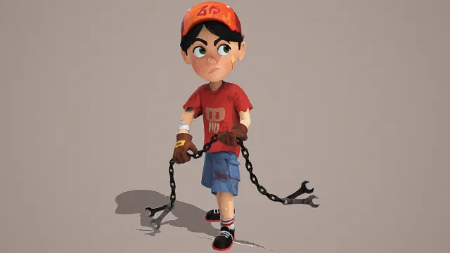 3D卡通风格男孩角色模型，创意设计（3D角色、卡通风格、写实风，角色设计主题）