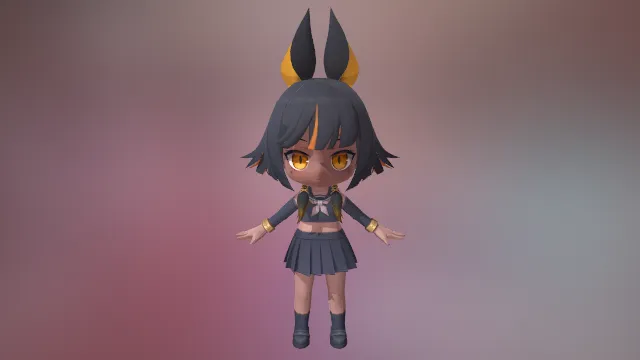 黑皮 兽耳  3d模型 手办 pbr模型 