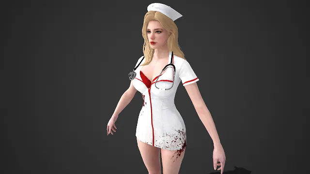 恐怖护士  医护  金色长发  血迹  白色高跟鞋  诡异  护士服饰