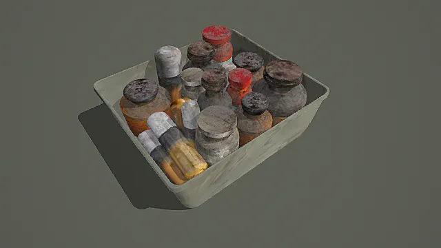 复古做旧药瓶收纳盒组合3D模型
