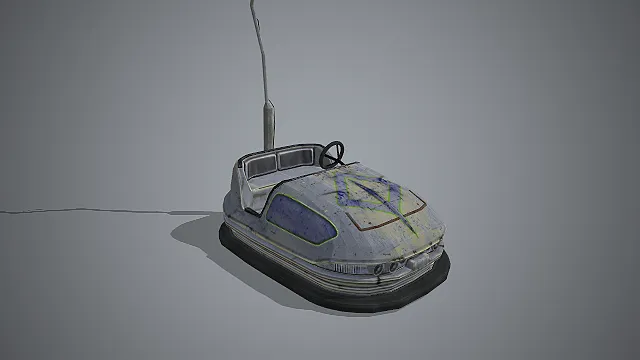 废弃游乐园碰碰车  做旧金属车身  末日废土道具  游乐设施