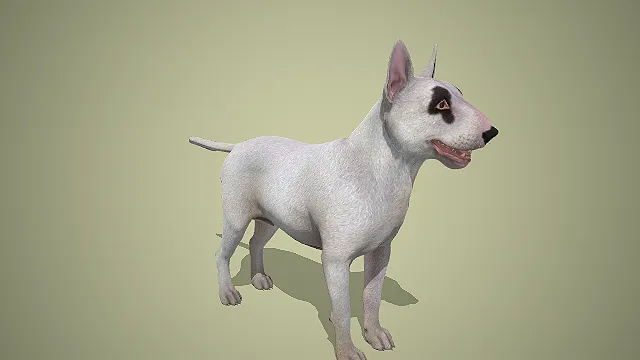 写实风白底黑纹牛头梗 3D 模型