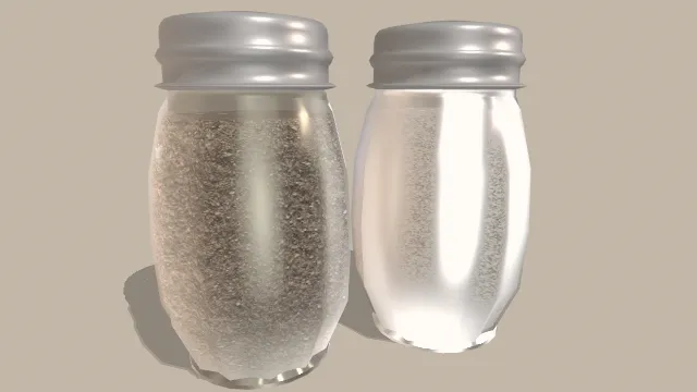 现代风格的调料瓶罐3D模型，通常用于厨房调味场景盐和胡椒瓶