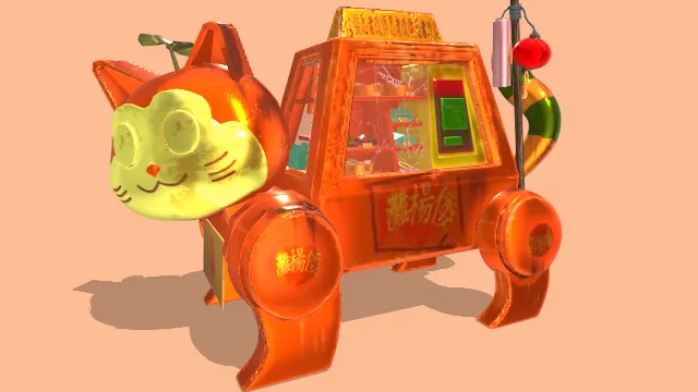 猫咪形状的鱼食物自动售货机