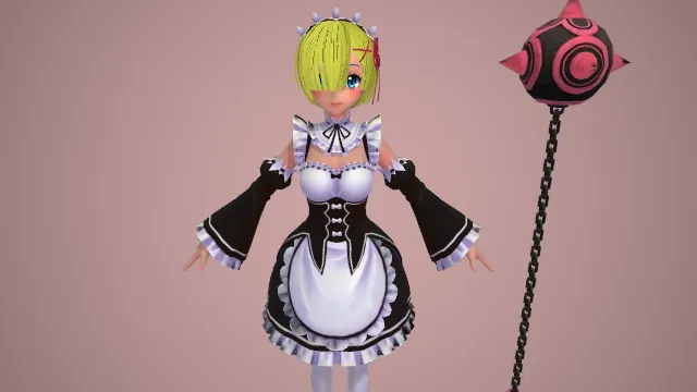 雷姆 女性角色 3d模型 手办 角色 pbr模型