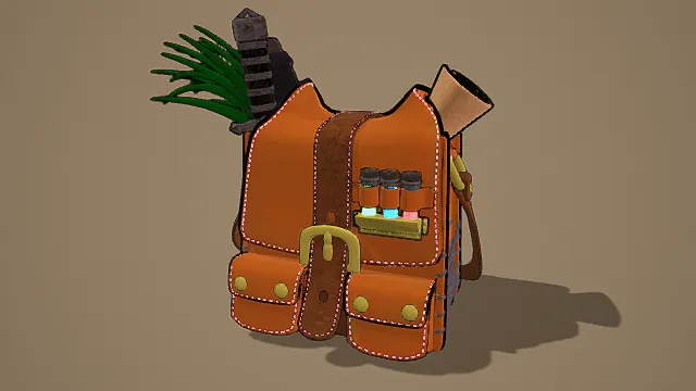 卡通风格冒险背包3D模型