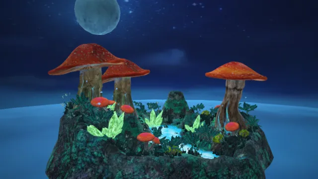 魔幻世界  蘑菇岛  夜景  萤火虫  动画  植物  蕨类植被